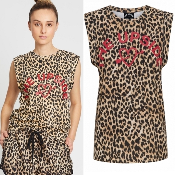 New The Upside Leo Love Leopard Sleeveless Muscle Tee Tank Top NWT Small - Picture 10 of 16